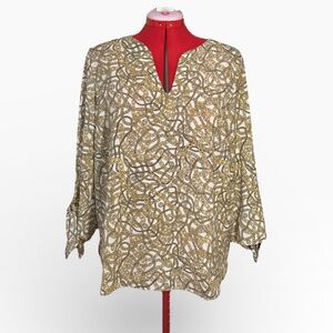 Michael Michael Kors Gold Chain Print Blouse Size Large